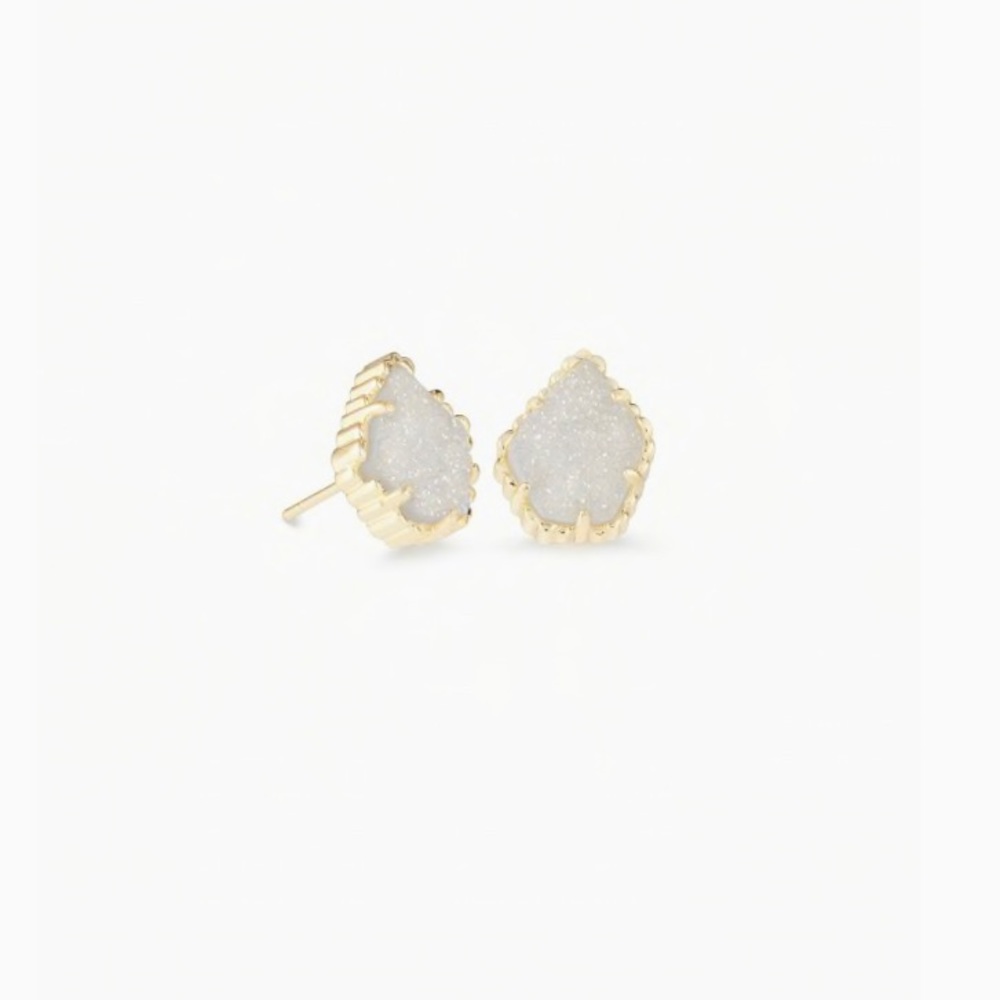 Tessa Gold Stud Earrings In Iridescent Drusy